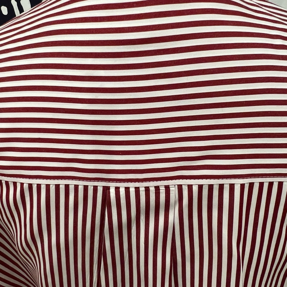 NWOT Spanx Poplin Oversized Long Sleeve Button Down - Burgundy/White Stripe - XL - Picture 4 of 6